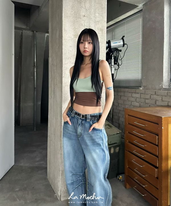 拼接色細肩美背BRA背心